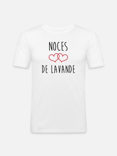 Lavender Wedding 46 Years - Men's Slim Fit T-Shirt - white