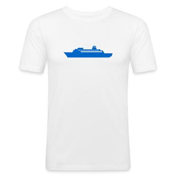 Blue Ship Silhouette Coastal Look - Men's Slim Fit T-Shirt - white - Front - Nik (191cm)