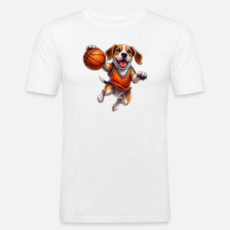 Cane Beagle Giocatore di basket Amante dei Cani - Maglietta aderente da uomo - bianco