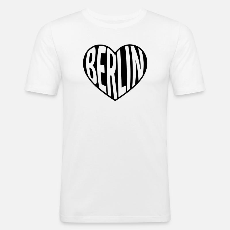 Berlin Herz Typo - Männer Slim Fit T-Shirt - Weiß