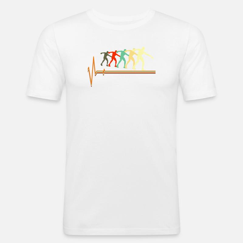 Shot Put Evolution Retro Herzschlag Pulskunst - Männer Slim Fit T-Shirt - Weiß