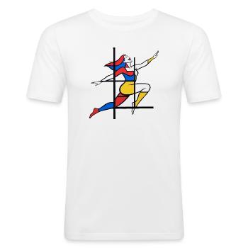 Madame Mondrian - T-shirt près du corps Homme - blanc - Devant - Nik (191cm)