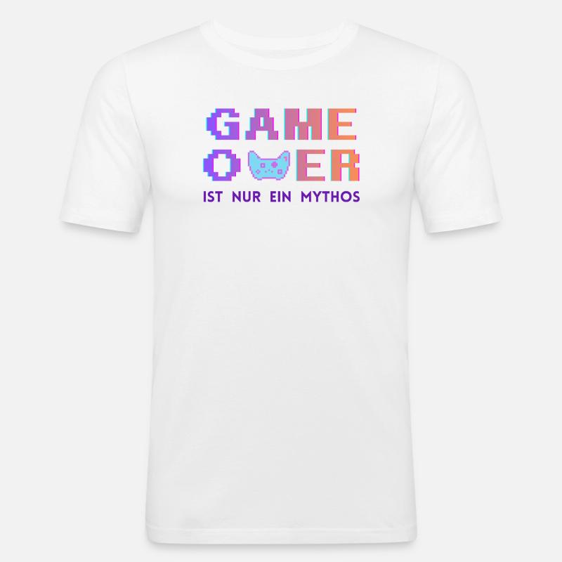 Game Over Mythos Pixel Gradient - Männer Slim Fit T-Shirt - Weiß