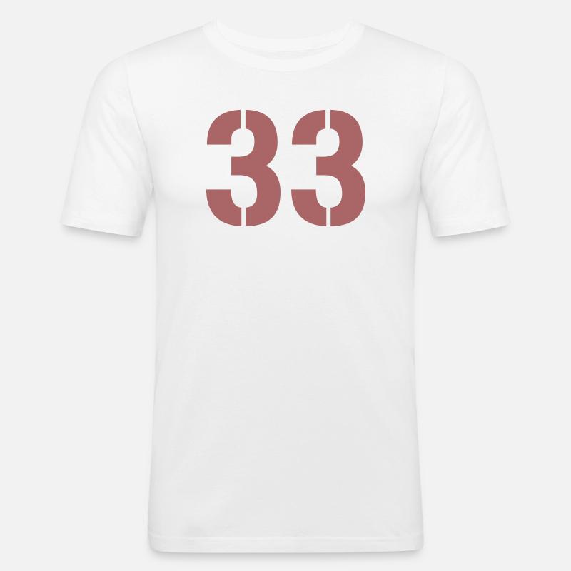 Blocco Numero Geometrico 33 - Maglietta aderente da uomo - bianco