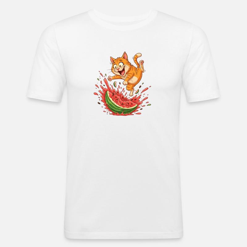 Fritzers de pastèque d’été Chats - T-shirt près du corps Homme - blanc