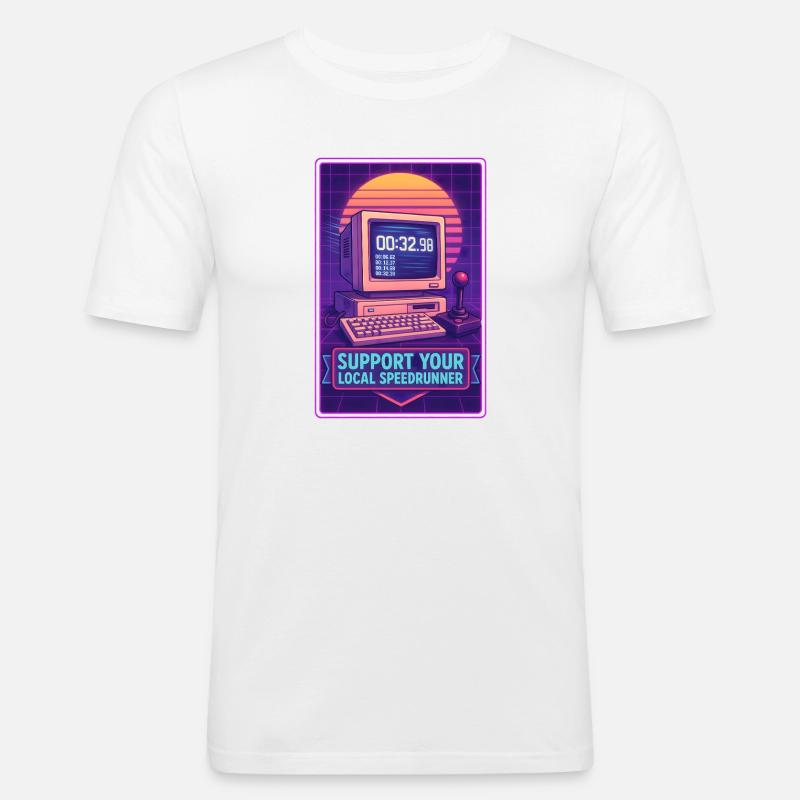 Speedrunner supporten | Retro Gaming Timer - Männer Slim Fit T-Shirt - Weiß