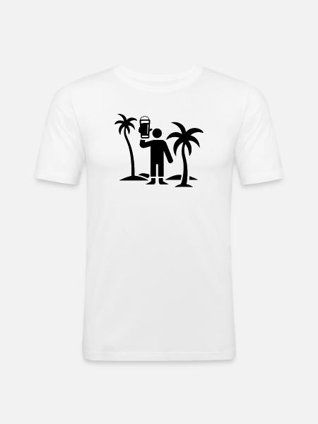 Party Urlaub Insel Bier - Männer Slim Fit T-Shirt - Weiß