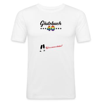 40 Jahre Gästebuch Outfit 40. Geburtstag Jubiläum - Männer Slim Fit T-Shirt - Weiß - Vorne - Nik (191cm)