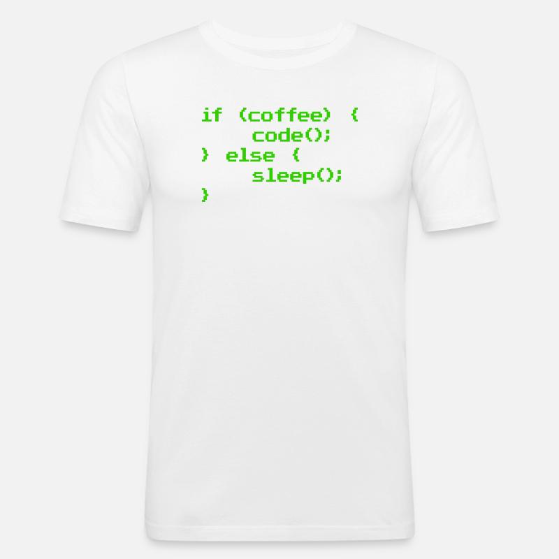 Ingen kaffe, ingen kodeprogrammerer, datalog - Herre Slim Fit T-Shirt - hvid
