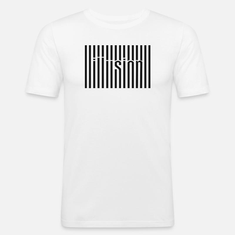 Illusion Barcode Textkunst - Männer Slim Fit T-Shirt - Weiß