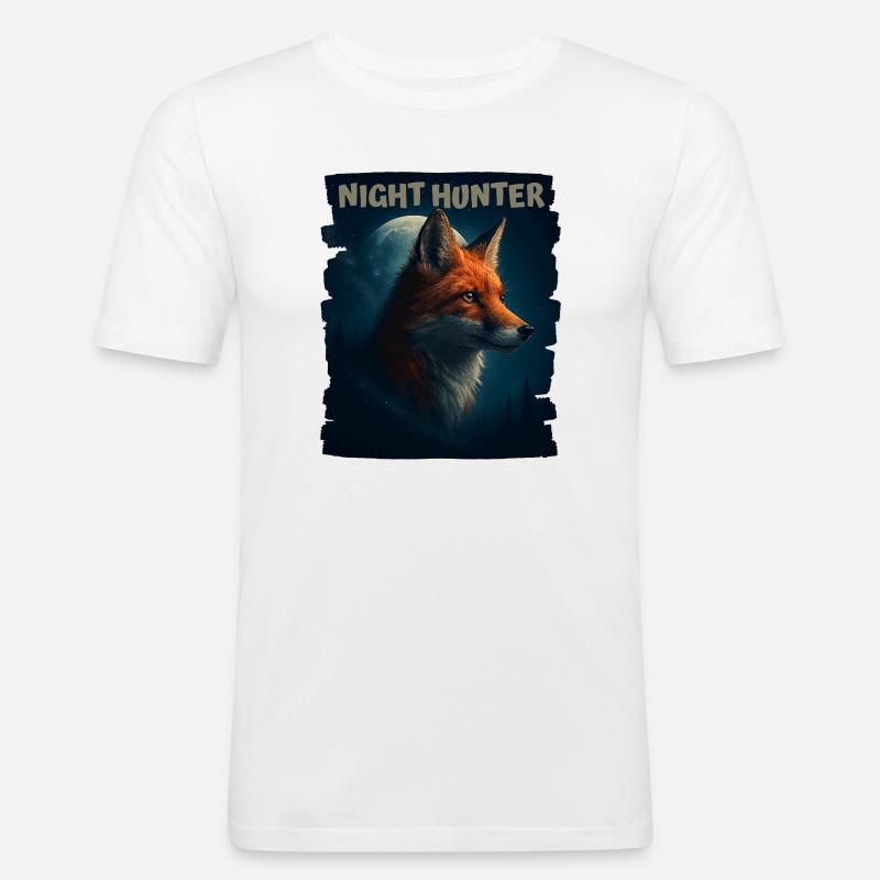 Ræv i Natteskoven - Herre Slim Fit T-Shirt - hvid