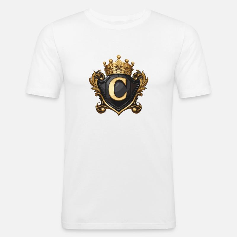 C Buchstabe Name Krone - Männer Slim Fit T-Shirt - Weiß