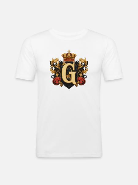 G Buchstabe Name Krone - Männer Slim Fit T-Shirt - Weiß