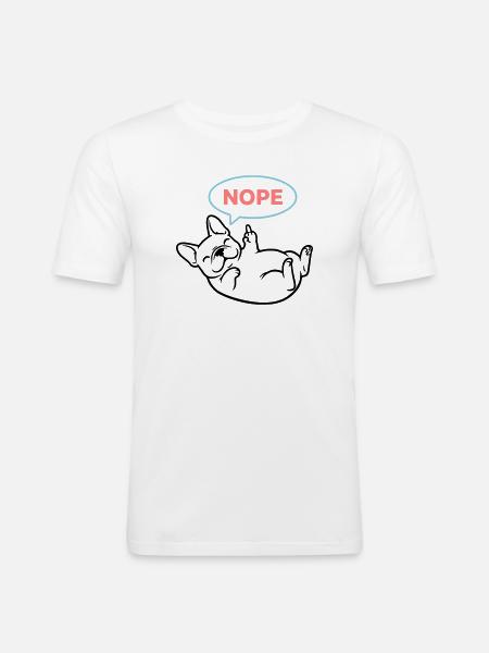 Frenchie Hund Nope Comic Bunt - Männer Slim Fit T-Shirt - Weiß