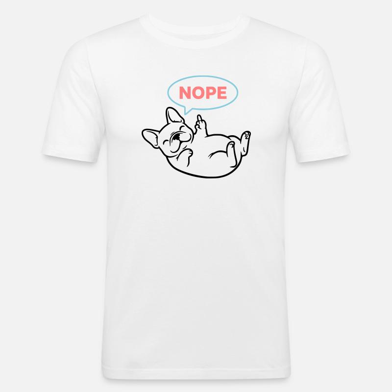 Frenchie Hund Nope Comic Bunt - Männer Slim Fit T-Shirt - Weiß