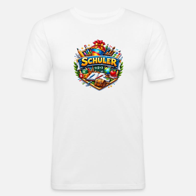 Student Learning World Sticker Design - Men's Slim Fit T-Shirt - white