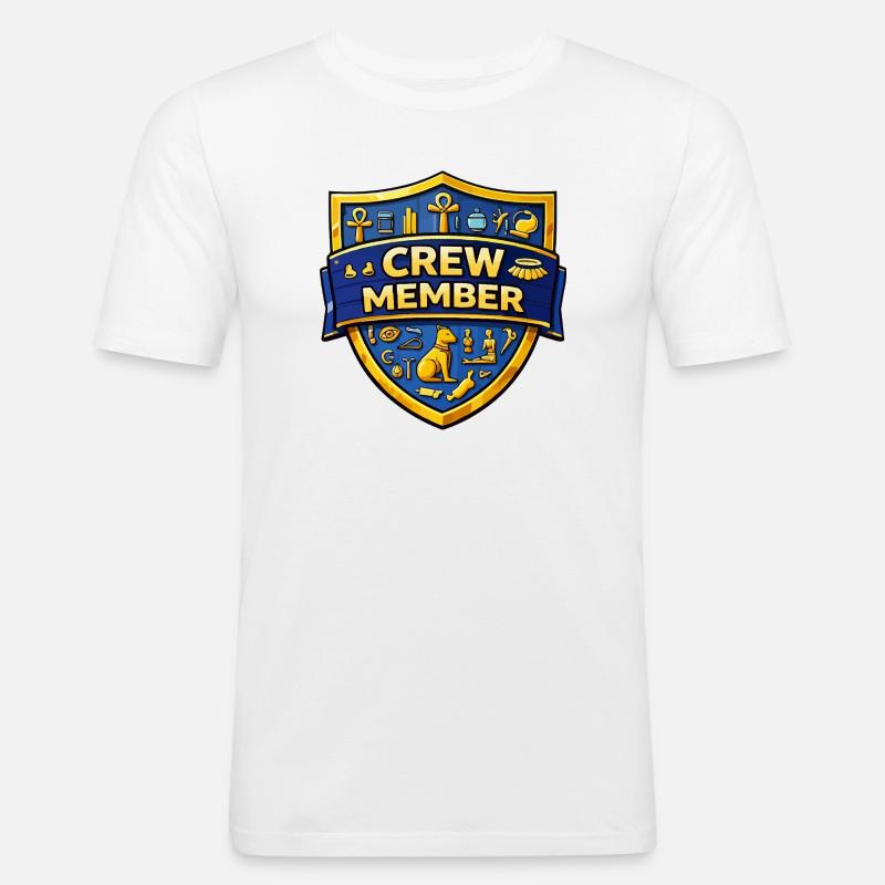 Crew Member Shield Emblem - Männer Slim Fit T-Shirt - Weiß