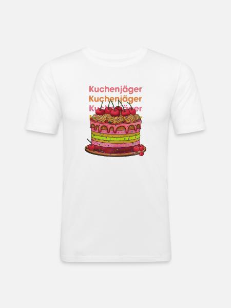 Kuchenjäger bunte Cake Layers - Männer Slim Fit T-Shirt - Weiß
