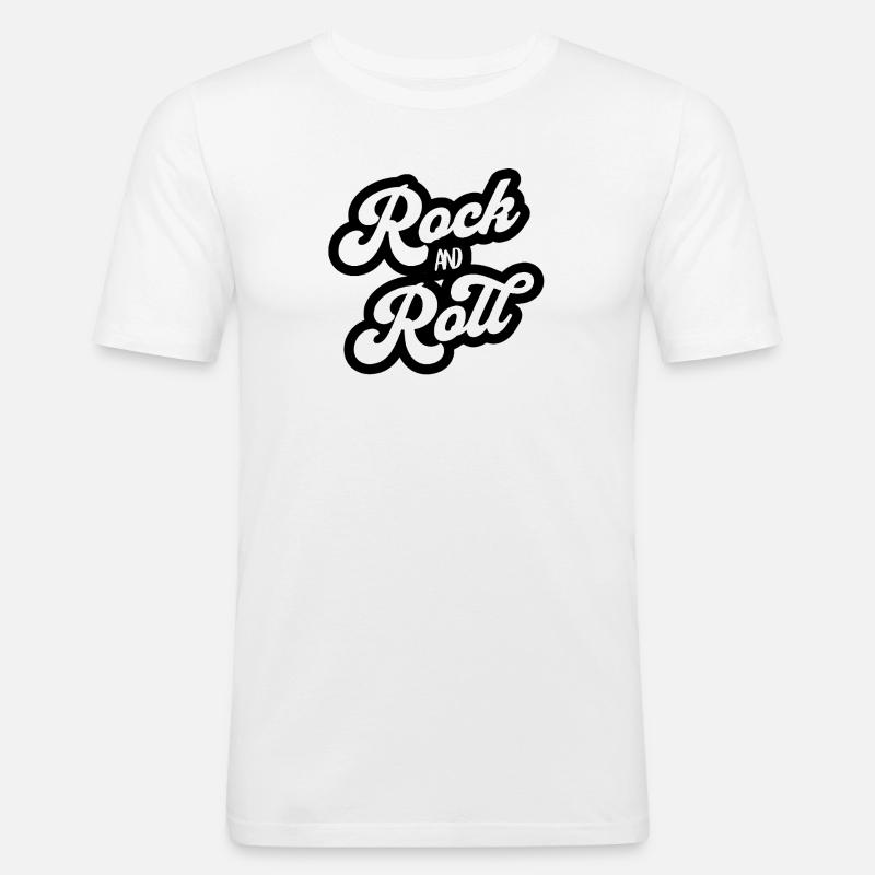Rock and Roll Vintage Script - Maglietta aderente da uomo - bianco