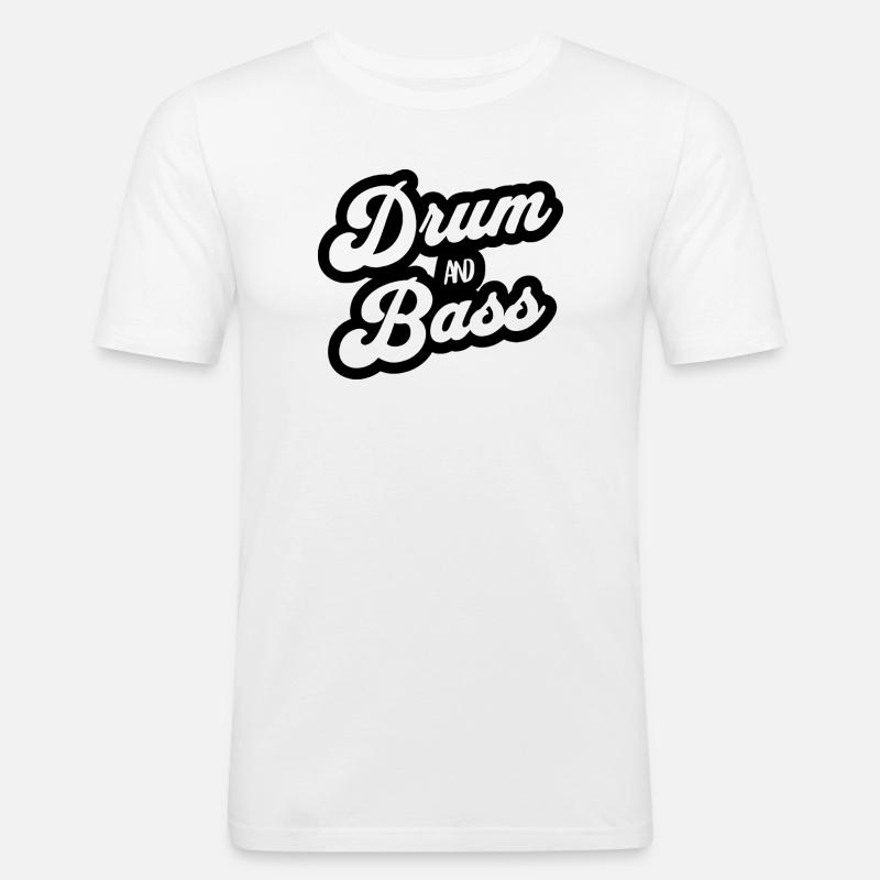 Drum and Bass Script Logo - Herre Slim Fit T-Shirt - hvid