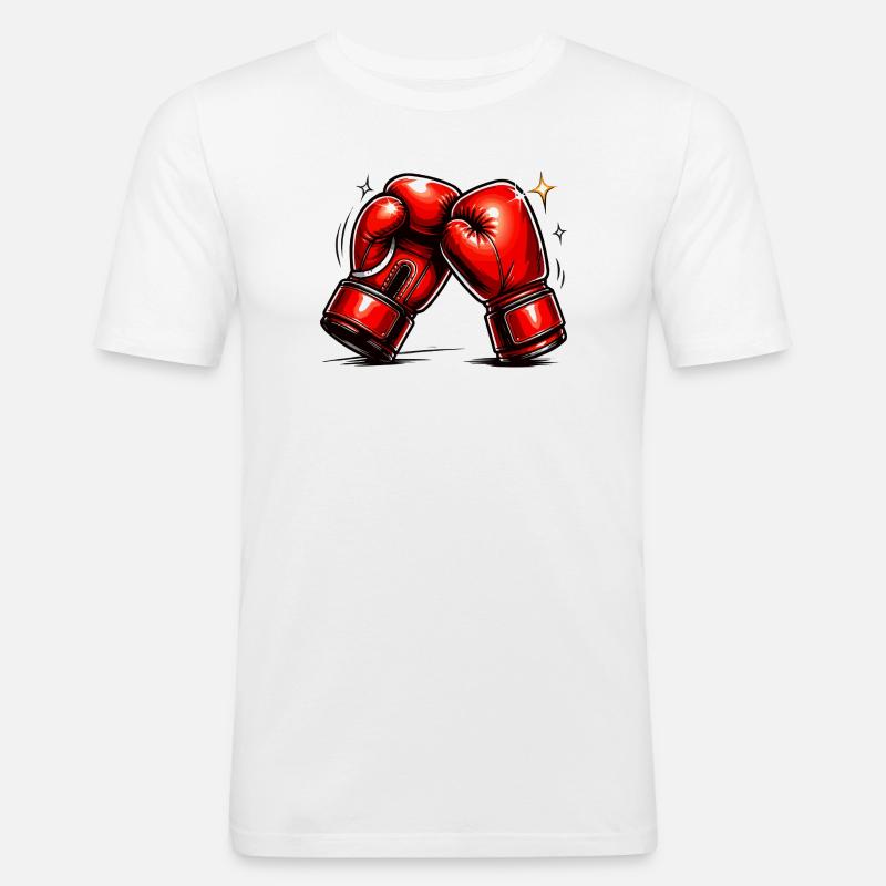 Rote Boxhandschuhe Kraft und Dynamik - Männer Slim Fit T-Shirt - Weiß