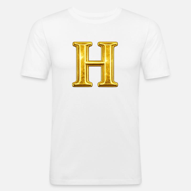 Monogramma della H d'Oro - Maglietta aderente da uomo - bianco