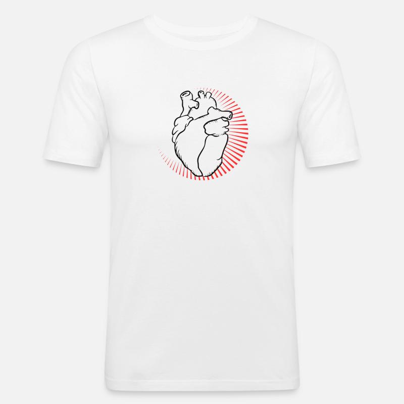 Anatomisches Herz mit rotem Strahlenkranz - Männer Slim Fit T-Shirt - Weiß