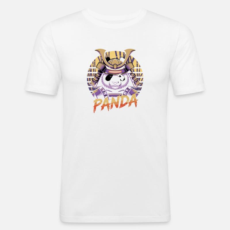 Kriegerischer Panda Samurai Illustration - Männer Slim Fit T-Shirt - Weiß