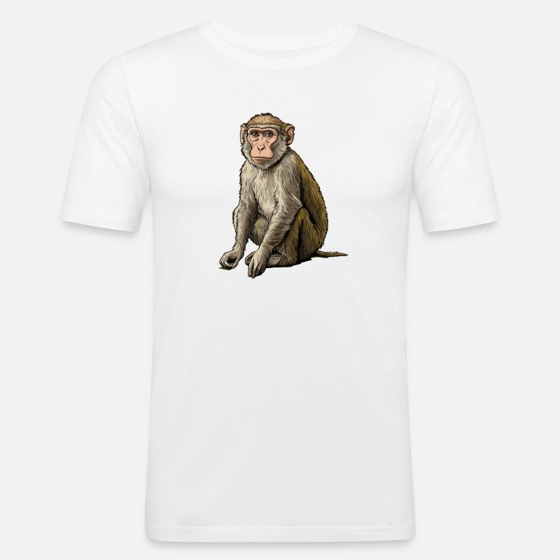 Macaque Macaque - Miesten tyköistuva t-paita - valkoinen