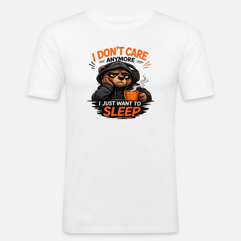 Grumpy Bear Schlaf-Tee Design - Männer Slim Fit T-Shirt - Weiß