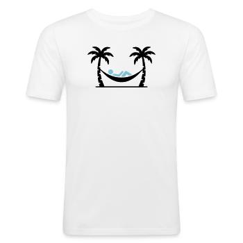 Hammock : Deux palmiers - T-shirt près du corps Homme - blanc - Devant - Nik (191cm)