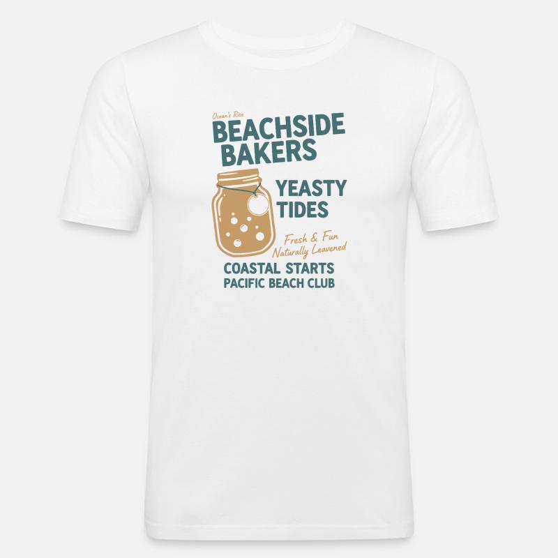 Sauerteig Brot Backen Ästhetik Design  - Männer Slim Fit T-Shirt - Weiß