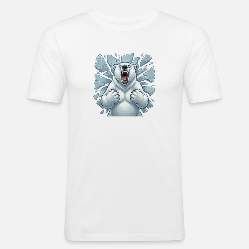 Polarbär bricht Eis - Männer Slim Fit T-Shirt - Weiß
