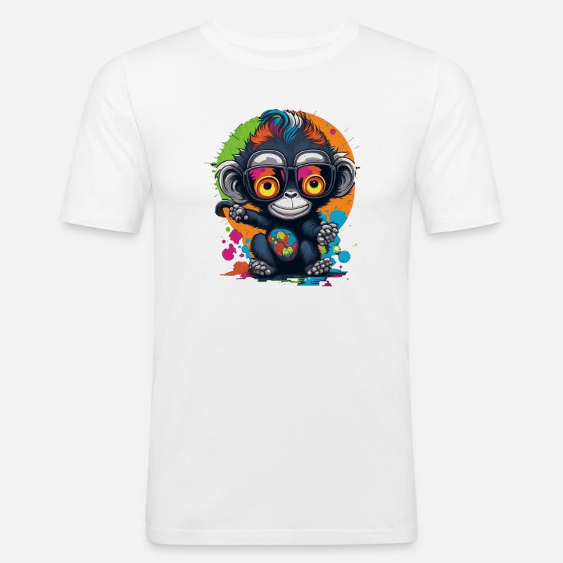 Neon Spectacled Monkey Splash - Monkey - Monkey - Men's Slim Fit T-Shirt - white