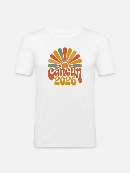 Cancún 2026 Retro Sunset - Men's Slim Fit T-Shirt - white