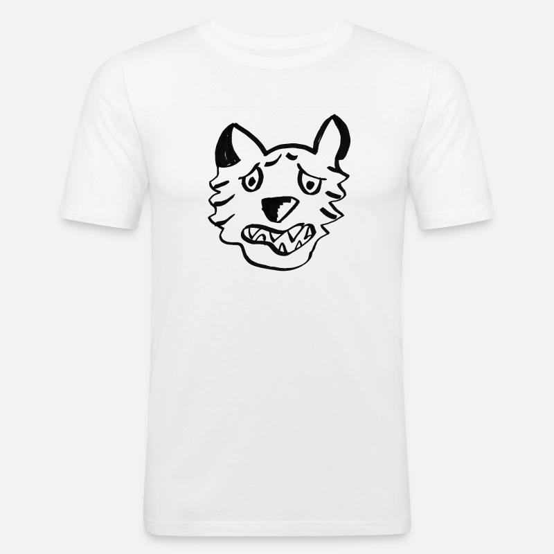 Black Wolf Graffiti-Linien - Männer Slim Fit T-Shirt - Weiß