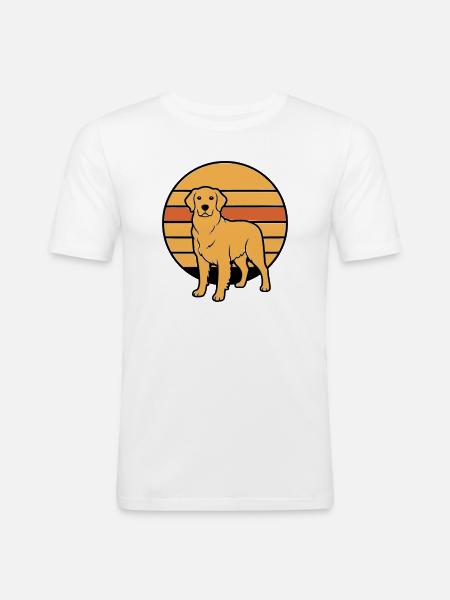 Dog Retriever Retro Sunset - Men's Slim Fit T-Shirt - white