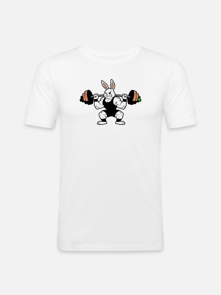 Muskel Hase Karotten Hantel - Männer Slim Fit T-Shirt - Weiß