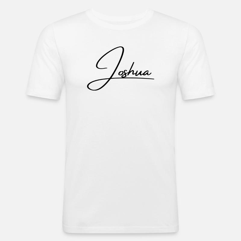 Joshua Name - Elegant Cursive Script - Men's Slim Fit T-Shirt - white