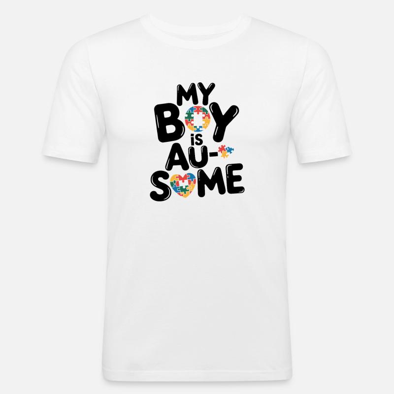 Regenbogen Puzzleherz Kreis Autism Awareness - Männer Slim Fit T-Shirt - Weiß