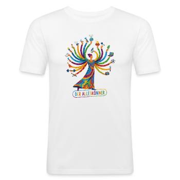 Alleskönner Tausendkünstler begabter Allrounder - Männer Slim Fit T-Shirt - Weiß - Vorne - Nik (191cm)
