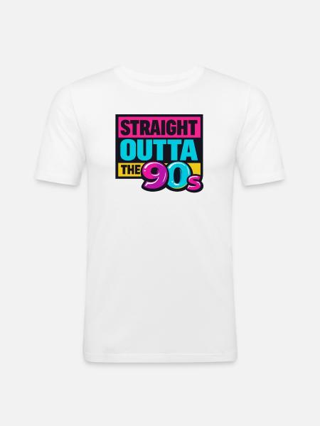 Straight Outta The 90s Neon - Men's Slim Fit T-Shirt - white