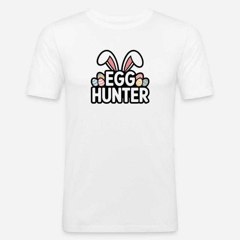 Egg Hunter Bunny – Conception de Pâques - T-shirt près du corps Homme - blanc