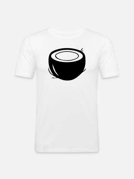 Coconut Silhouette – Tropical Paradise Design - Men's Slim Fit T-Shirt - white