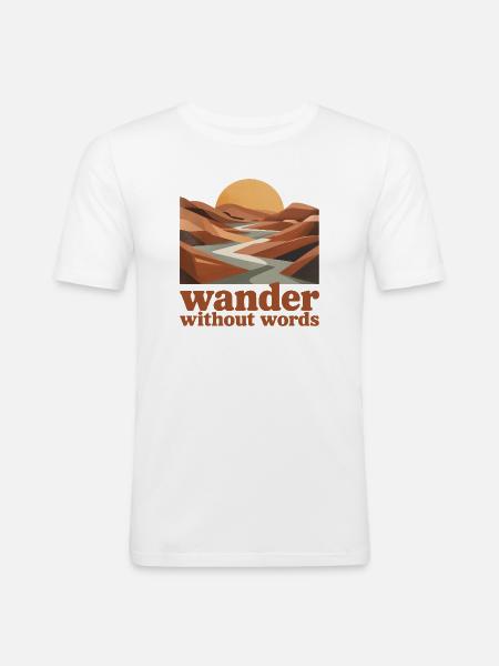 Hiking without words | Introvert Travel - Men's Slim Fit T-Shirt - white