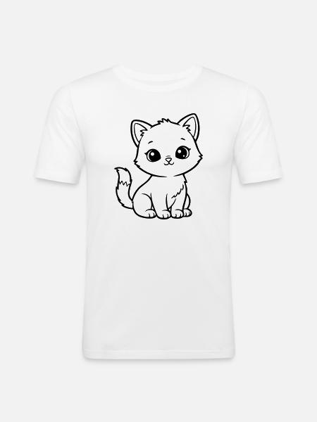 Cute Baby Cat – Black & White Kitten - Men's Slim Fit T-Shirt - white