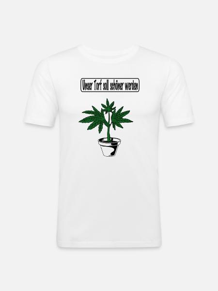 Cannabis-Design - Männer Slim Fit T-Shirt - Weiß