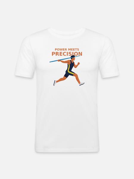 Power meets precision - javelin throw - Men's Slim Fit T-Shirt - white