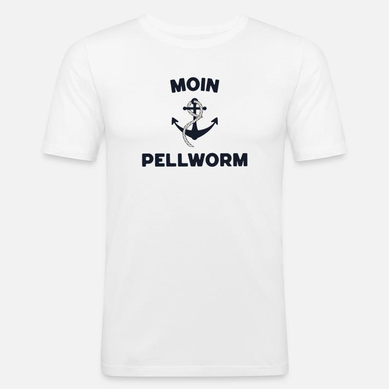 Moin Pellworm – Maritimes Anker-Design - Männer Slim Fit T-Shirt - Weiß