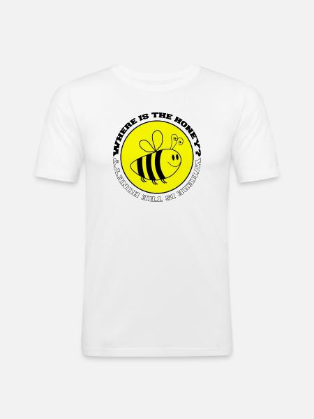 Bee Where is the Honey - Men's Slim Fit T-Shirt - white